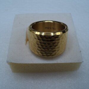 Hammered YG over stainless steel ring size 8 POS173